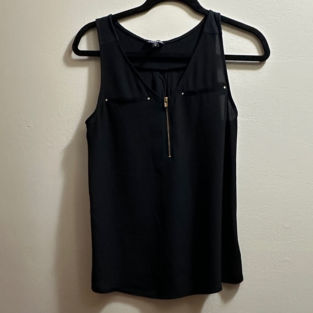 Express Black Tank Top with Gold Zipper